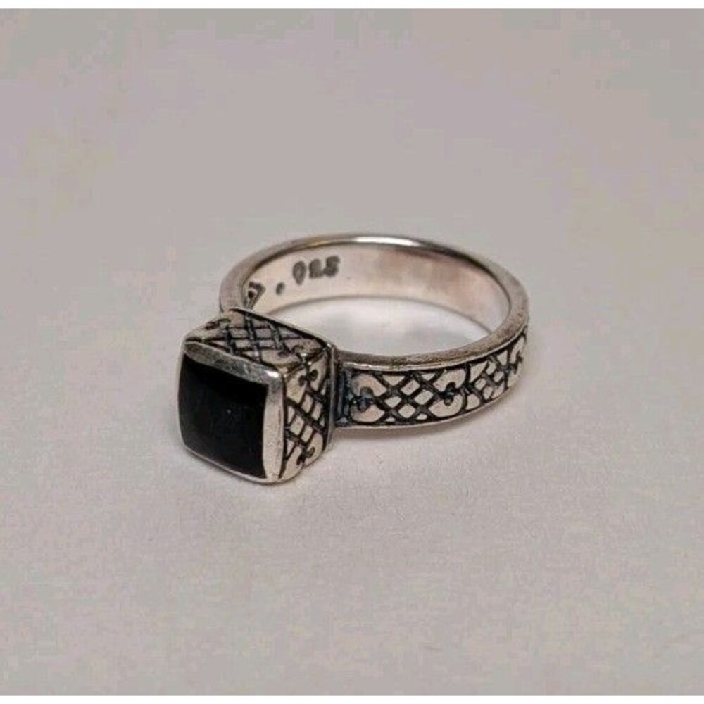 Silpada Sterling Silver 925 Black Onyx Stone Ring Size 5.5 Y2K Whimsygoth Boho